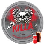 Cutie cilindrica cu 20 pouch-uri cu nicotina aroma de coca cola Killa Cola Extra Strong de tarie tare